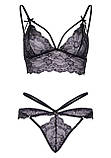 Еротичний комплект зі стрепами та стразами Leg Avenue Ready Or Not L Black, бра + стрінги SO7929, фото 6