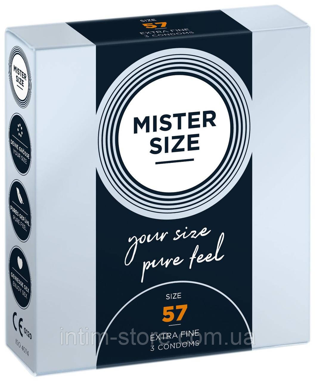 Презервативи Mister Size - pure feel - 57 (3 condoms), товщина 0,05 мм SO8035, фото 1