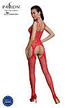 Бодістокінг Passion ECO BS004 red відкритий доступ, імітація підв’язок, квітковий декор SO7072, фото 3