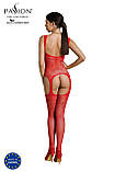 Бодістокінг Passion ECO BS008 red, з доступом, флористичний декор, імітація підв’язок SO7083, фото 3