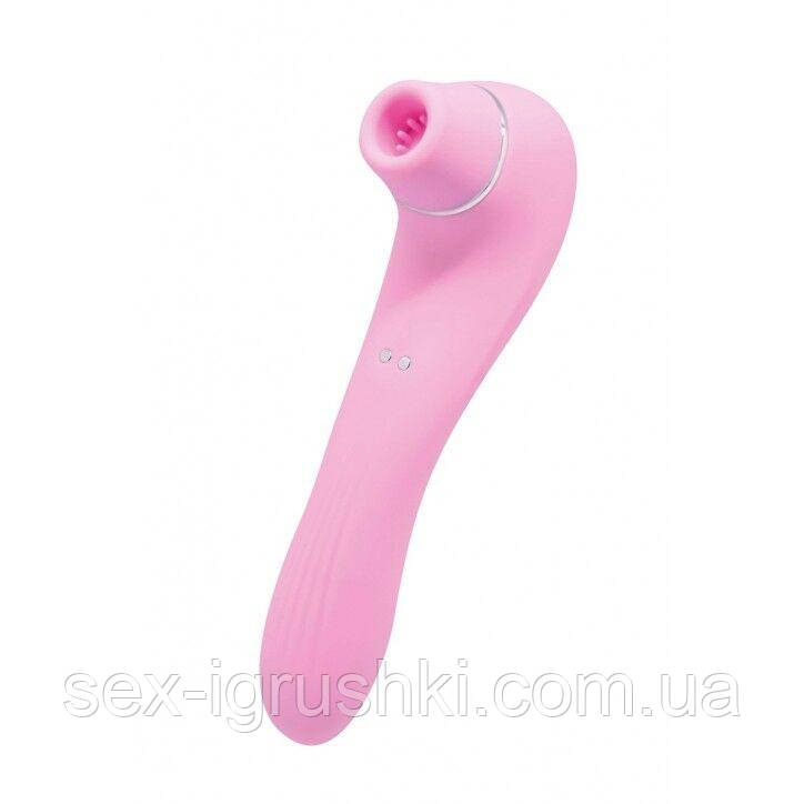 Вакуумний стимулятор з вібрацією Wooomy Smoooch Pink Clitoral Suction & Vibration, 10х2 режимів SO7409
