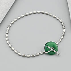 Браслет із сталі Солодкі спогади 39332 ширина 2 мм вставка зелена довжина 18
