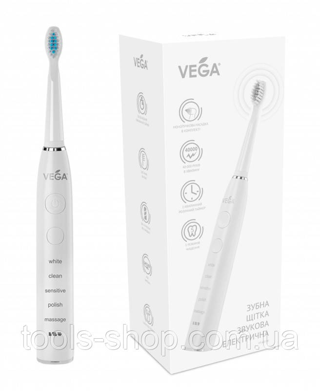 Електрична звукова зубна щітка 5 режимів чищення VEGA VT-600W, фото 1