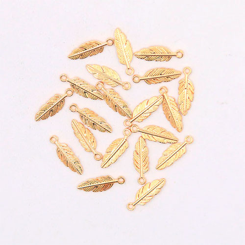 Набор подвесок металлических 80шт, шармы шармики, Перья, золото, фото 1
