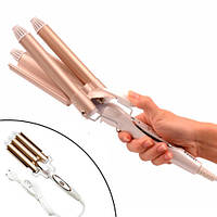 Потрійна плойка щипці для завивання волосся локонів 170-220 °C, Kemei KM-1010