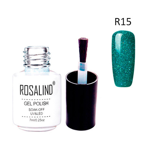Гель-лак для нігтів манікюру 7 мл Rosalind, шиммер, R15 нефритовий