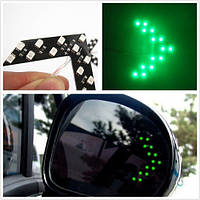Указатели поворота LED для авто на боковое зеркало, пара, зеленые