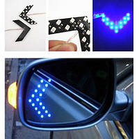 Указатели поворота LED для авто на боковое зеркало, пара, синие