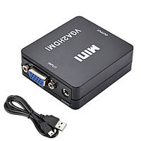 Конвертер VGA - HDMI, видео, аудио, 1080p, черный