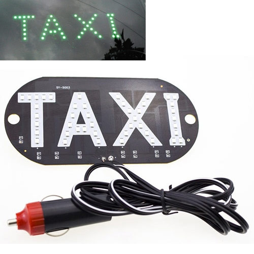 Автомобільне LED-табло табличка Таксі TAXI 12В, зелене в прикурювач