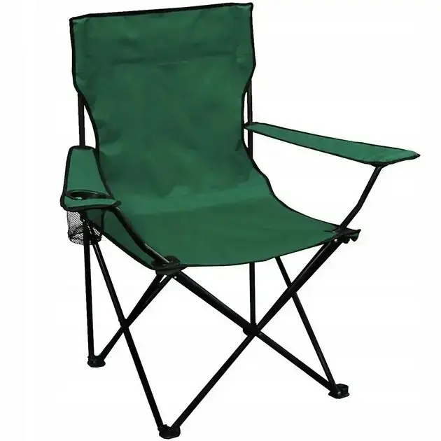 Крісло туристичне складне зі спинкою та підстаканником Folding Chair JD-759 Green