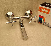 Двухручковый латунный смеситель для кухни haiba dominox 361 настенный монтаж Кран-букса полуоборот на 180°