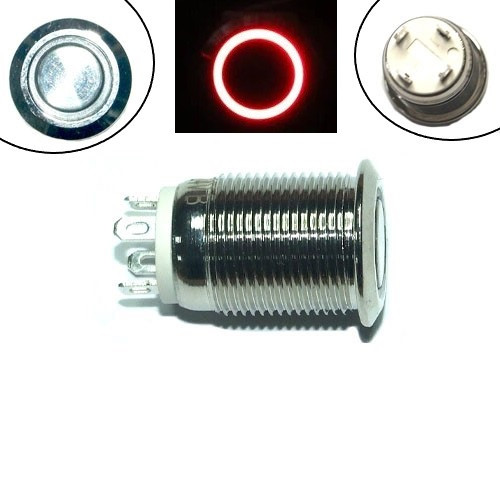 Кнопка 12 мм поворотна, 12-24 В, червоний LED, 4pin, 12C-P10D, фото 1