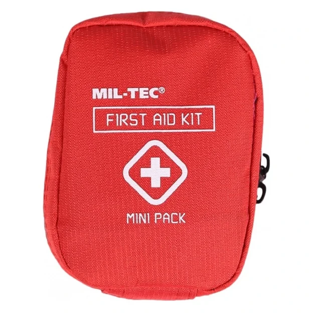 Укомплектована армійська аптечка першої допомоги MIL-TEC Mini Pack Червона/ Військова аптечка з кріпленням Molle