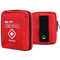 Военная укомплектованная аптечка первой помощи MIL-TEC Midi Pack Красная/ Армейская аптечка с креплением Molle
