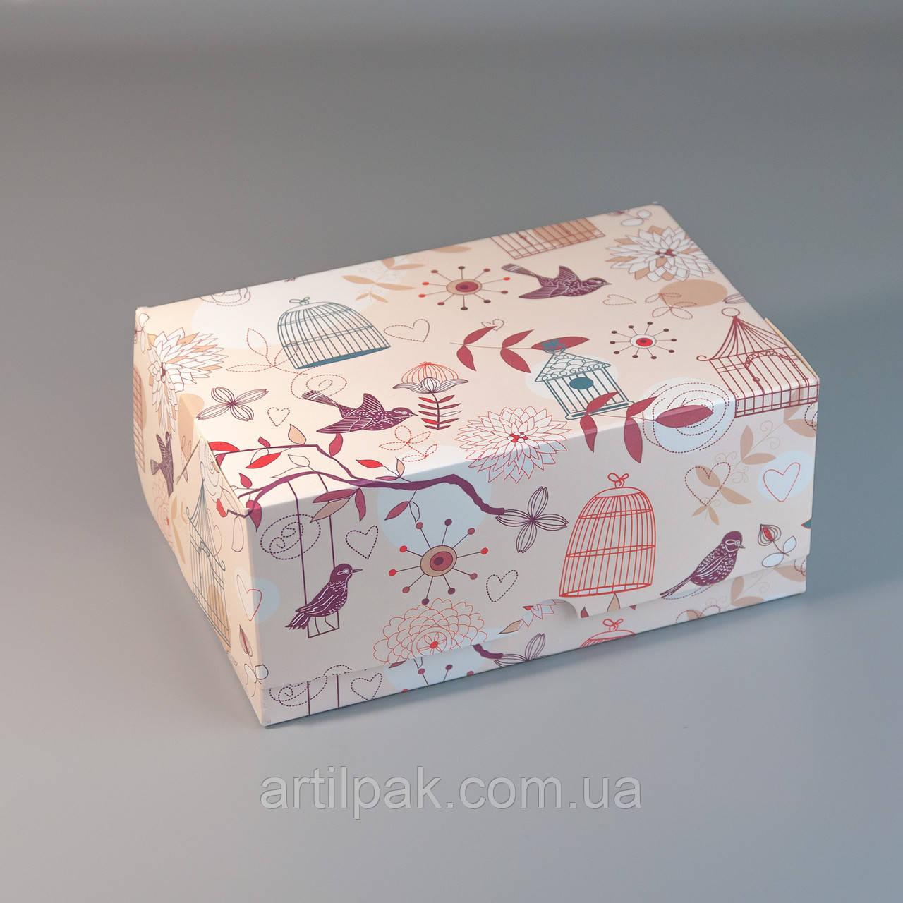 Коробка для десертів і капкейків Пташки/ Ланч бокс Пташки 180*120*80