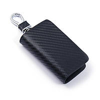 Чохол для ключів з карабіном Карбон (Екошкіра) чорний