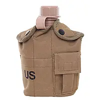 Армейская фляга для воды 1л койот/ военная фляга в чехле с MOLLE/ тактическая фляга с подстаканником/