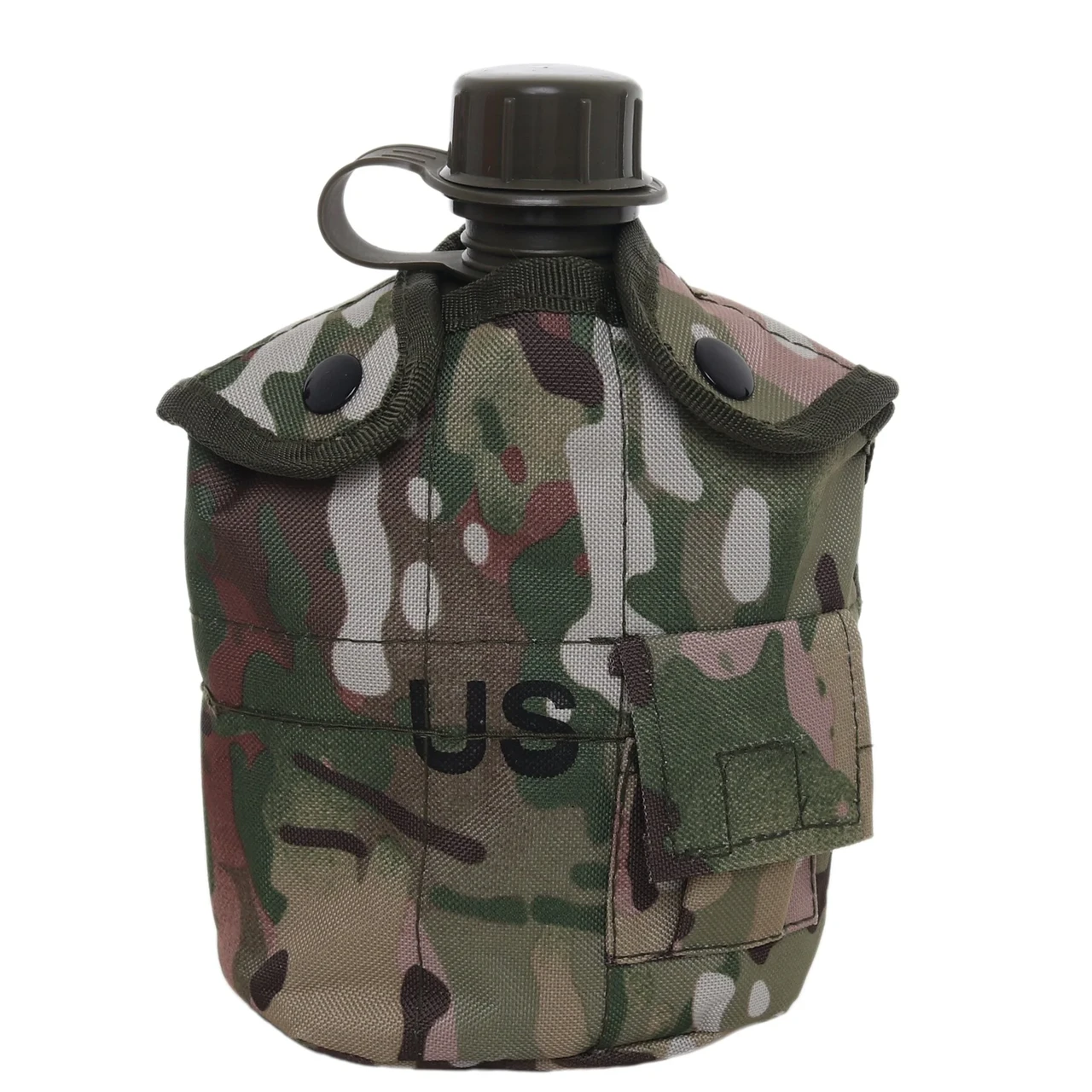 Армійська фляга для води 1л мультикам/ військова фляга в чохлі з MOLLE/ тактична фляга з підстаканником/