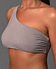 Купальник роздільний жіночий рубчик топ на одне плече із високими плавками Сірий, фото 4