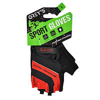 Рукавиці з коротким пальцем та гелевими вставками Чорно-Червоні L "GREYS" GR18333