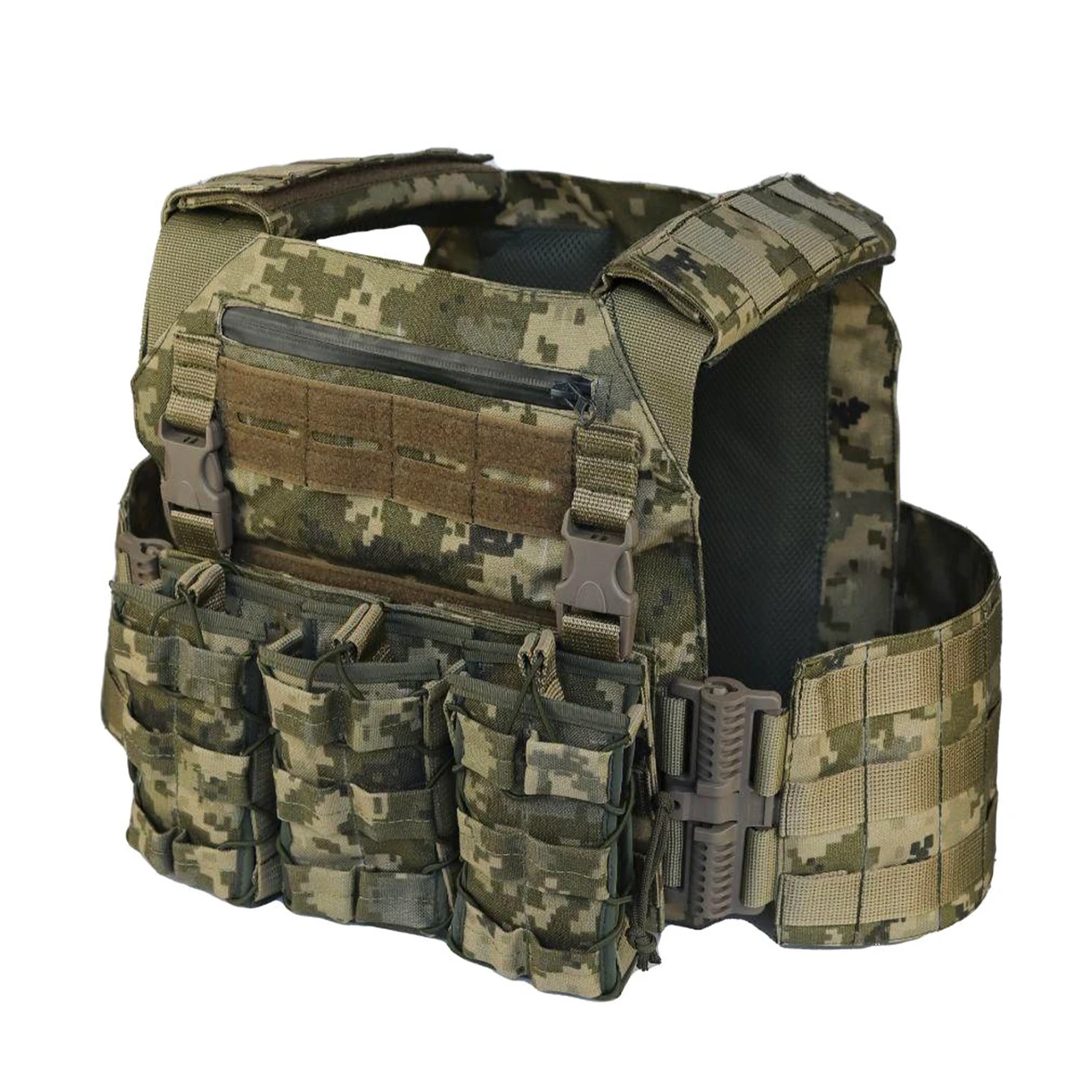 Тактична плитоноска з швидким скиданням MOLLE MM-14/ Жилет з підсумками під плити/ Плитоноска кордура Піксель
