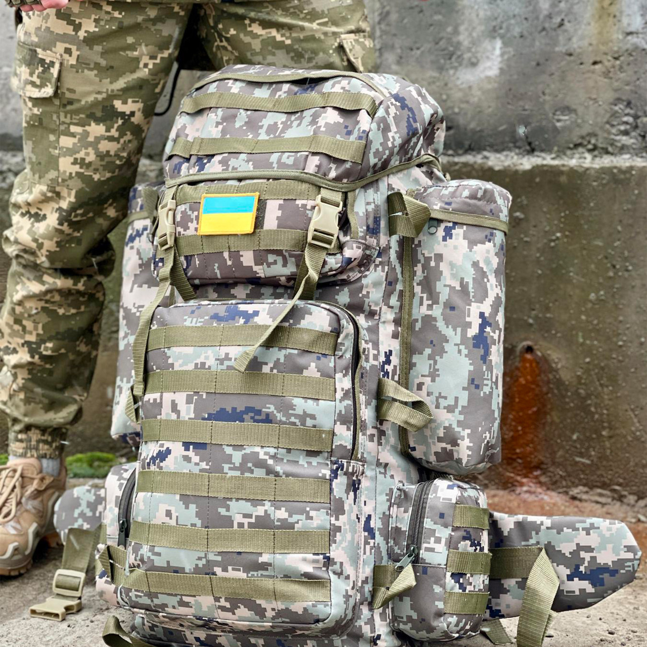 Тактичний рюкзак FIELD/ Вірменський рюкзак коричневий піксель з MOLLE/ Військовий штурмовий рюкзак 160л/