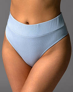 Трусики жіночі бразиліан з високою посадкою рубчик Блакитний