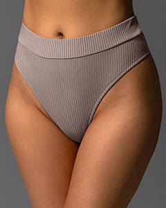 Трусики жіночі бразиліан з високою посадкою рубчик Сірий
