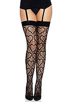 Ажурные чулки с сердечками Leg Avenue Heart Black, one size