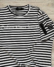 Чоловіча футболка Calvin Klein у смужку бавовняна Кельвін Кляйн, фото 4