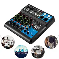 Міні-аудіо мікшер DJ Live Мікшер Bluetooth 5-канальний стерео мікшер DJ Live з USB і аудіо інтерфейсом