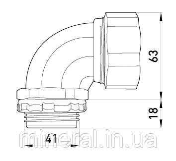 Ввод кутовий e.met.angle.stand.sldx.32 для металорукава 32мм(1.1/4"), фото 2