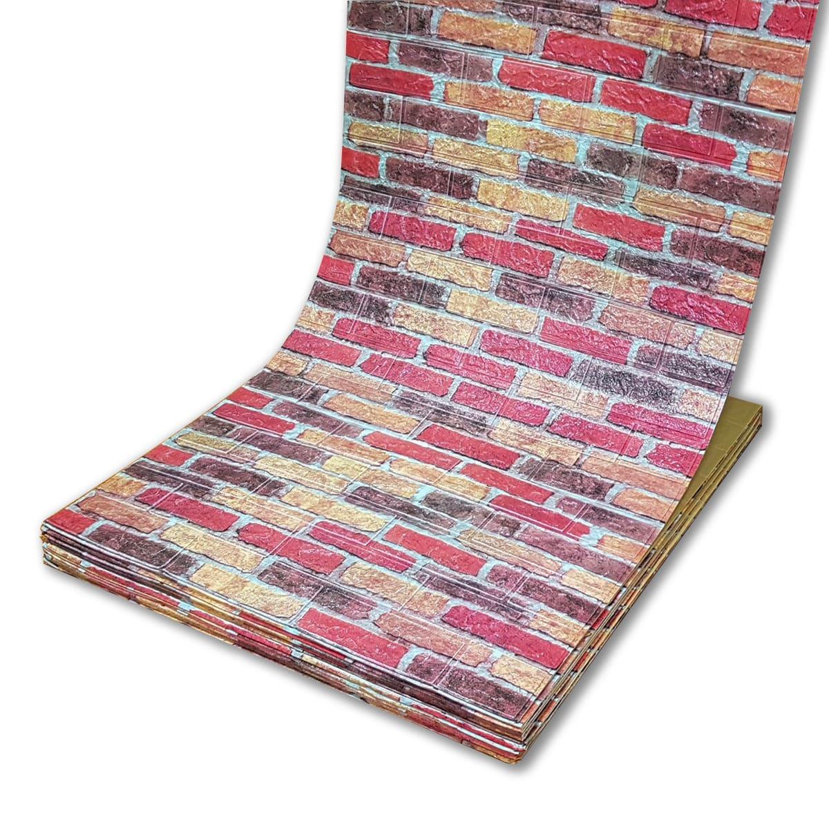 Самоклеющаяся декоративная 3D панель под бежево-красный екатеринославский кирпич в рулоне 3080x700x3мм, фото 1