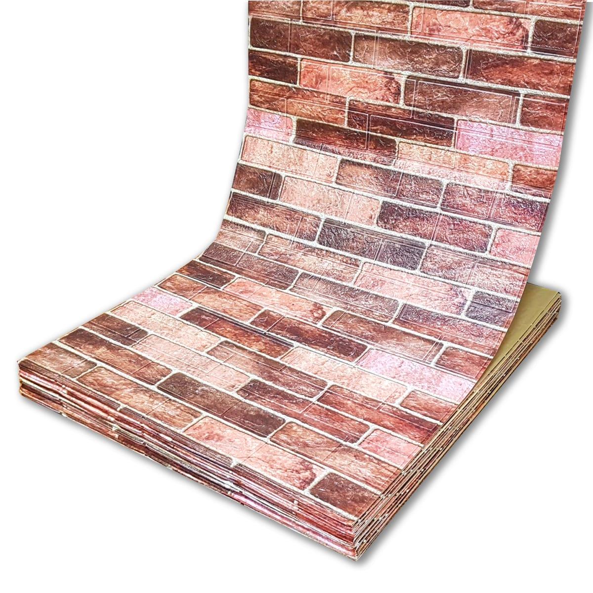 Самоклеющаяся декоративная 3D панель под коричневый екатеринославский кирпич в рулоне 3080x700x3мм, фото 1