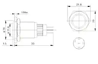 Моностабильный переключатель ON-OFF - PBW-16BPD - 2A 250V - плоская красная точка