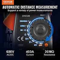 Портативный зажимной мультиметр для измерения силы электромагнитных полей, 2-400А, ЖК-экран Voltage