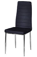 Стул с мягким сиденьем Pixel CH обивка черный велюр UC- 904, стул на хромированных металлических ногах