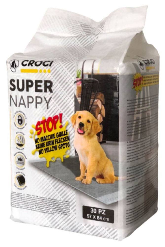 Пелюшки для собак Croci Super Nappy 84*57 з активованим вугіллям, 30 пелюшок в упаковці (C6028173), фото 1