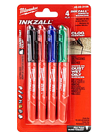 Набор маркеров Milwaukee InkZAll 4 шт. тонкие, разноцветные, толщина линии 1,5мм