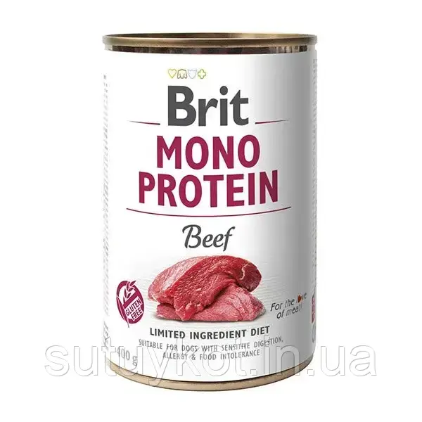 Brit Care Mono Protein Beef (Бріт кеа моно протеїн) консервований корм для собак з яловичиною, паштет, 400 гр