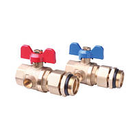 Комплект кульових кранів 1 для під'єднання колектора Danfoss FHF-BV (088U0822)
