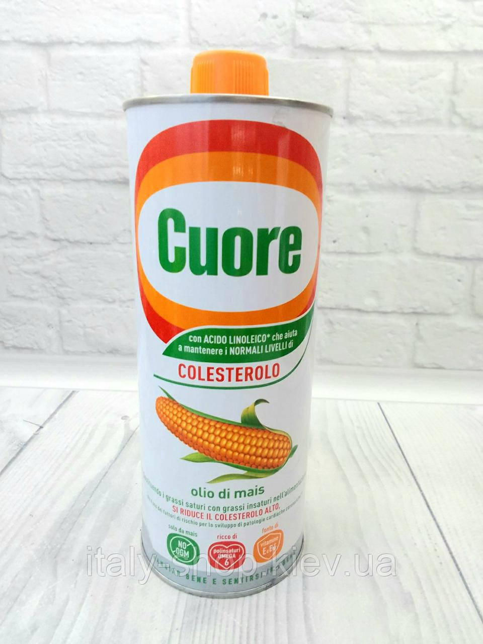 Кукурудзяна олія для контролю холестерину з Омега3 та Вітамінами Е+В6 Cuore Сolesterolo olio di mais 1л Італія, фото 1