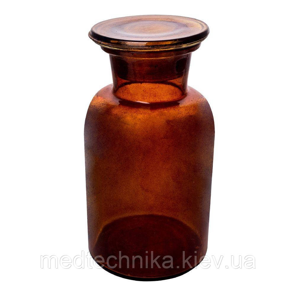 Бутыль для реактивов, 500 мл, с пробкой и широким горлом, темное стекло, Ridni - фото 1 - id-p1876379639