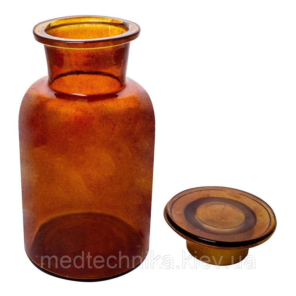 Бутыль для реактивов, 500 мл, с пробкой и широким горлом, темное стекло, Ridni - фото 3 - id-p1876379639