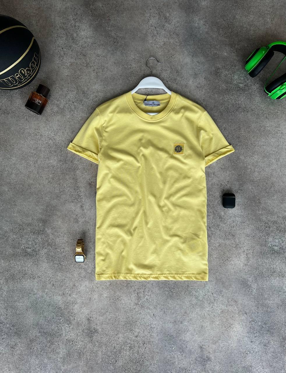 Футболка чоловіча жовта повсякденна літо брендова Stone Island (Стоун Айленд), фото 1