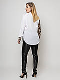 Блуза жіноча Лєона білий/леопард, фото 2