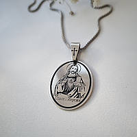 Серебряная икона Овальная ладанка подвес "Иисус Христос с молитвой" серебро 925 ° пробы с чернением 1020 3.95г