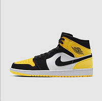 Мужские кроссовки Nike Jordan 1 Mid Yellow Toe Black