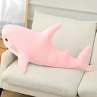 Детская мягкая плюшевая игрушка обнимашка для сна акула с икеа розовая 60 см